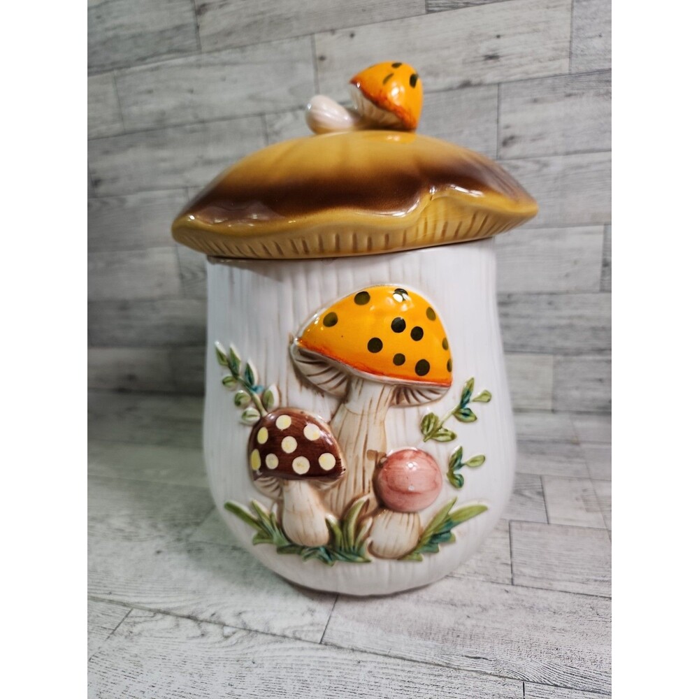 Sears Roebuck Merry Mushroom Canister 11” Extra Large 1978 Vintage Japan